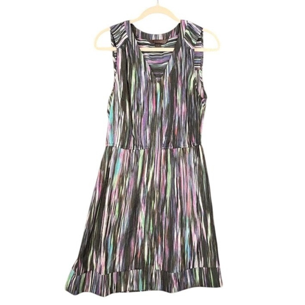 Fynn & Rose Women Sleeveless V-Neck Abstract Stripe Print Dress Size‎ 6
